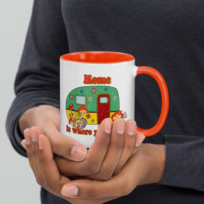 Hippie Soul Shop Orange Home is Where You Park It - Mug with Color Inside