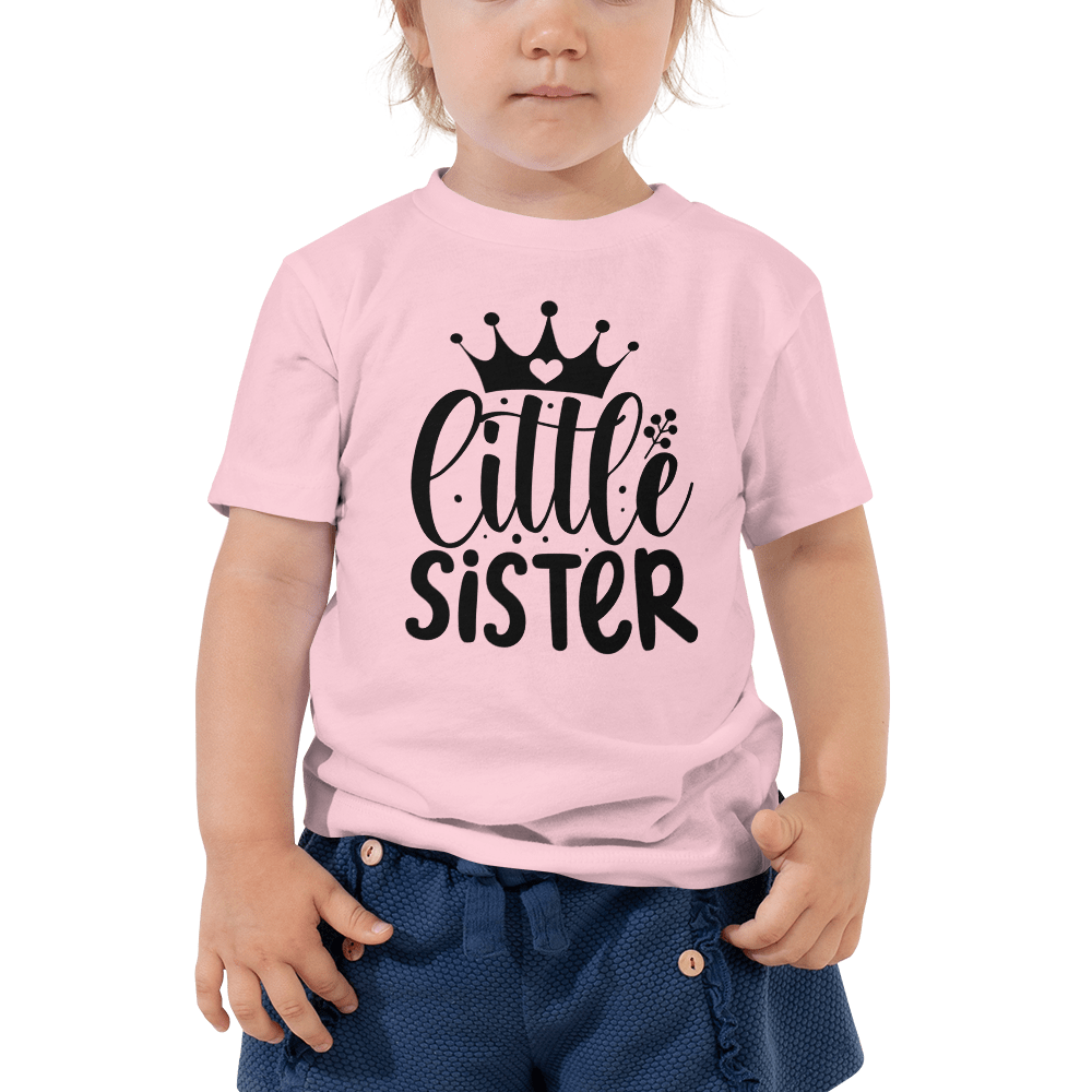 Hippie Soul Shop Pink / 2T Little Sister - With cute crown graphic - Toddler Short Sleeve Tee