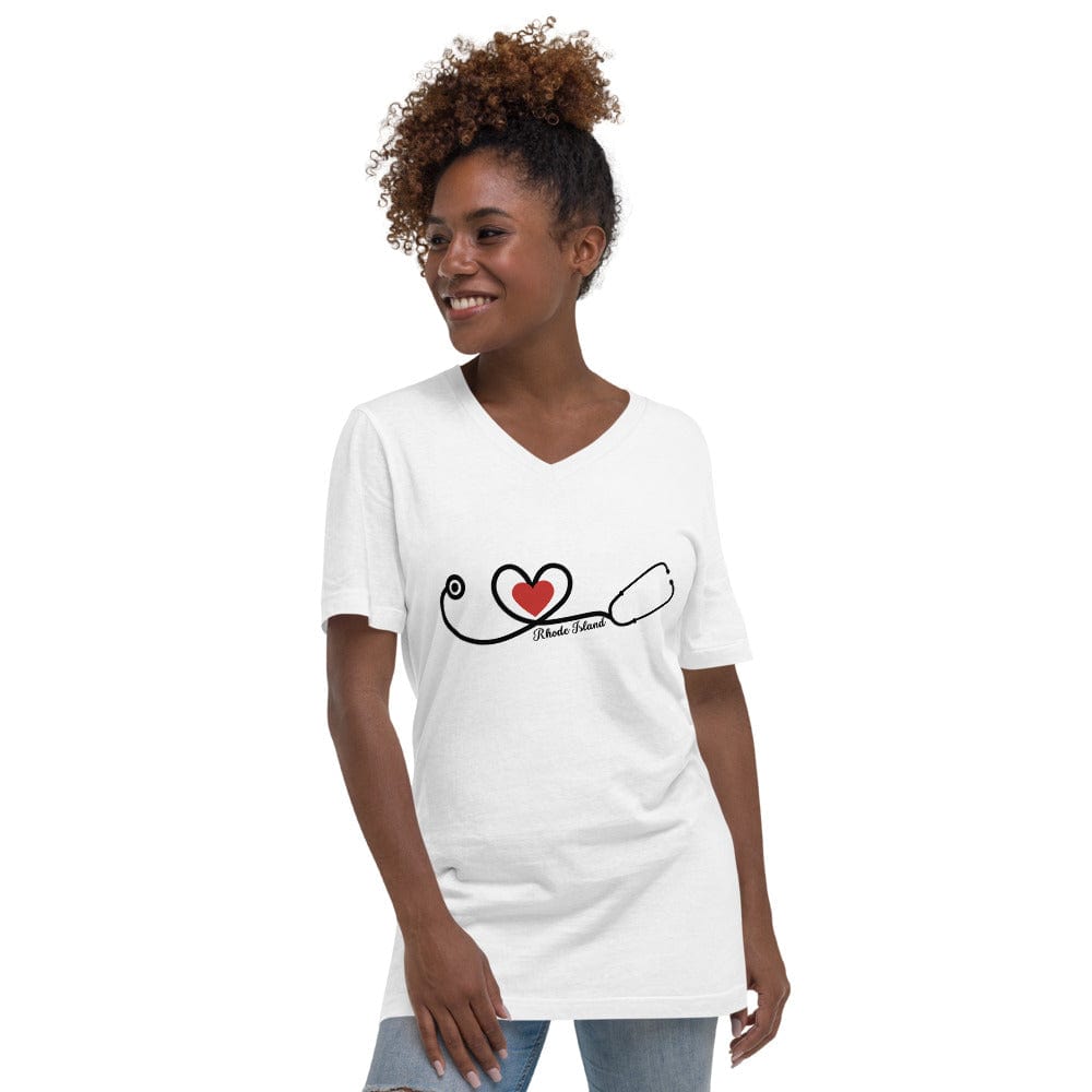 Hippie Soul Shop XS Health Care - Rhode Island - Unisex Short Sleeve V-Neck T-Shirt