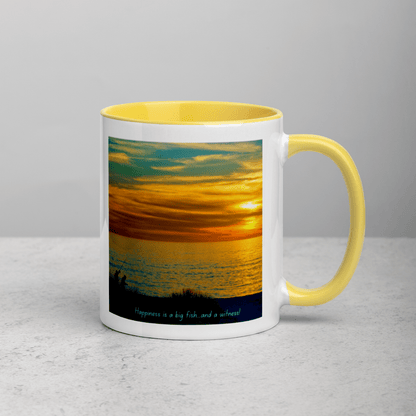 Hippie Soul Shop Yellow Happiness is a big fish...and a witness! - Mug with Color Inside