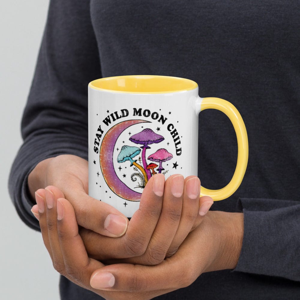 Hippie Soul Shop Yellow Stay Wild Moon Child - Pretty fun design - Mug with Color Inside