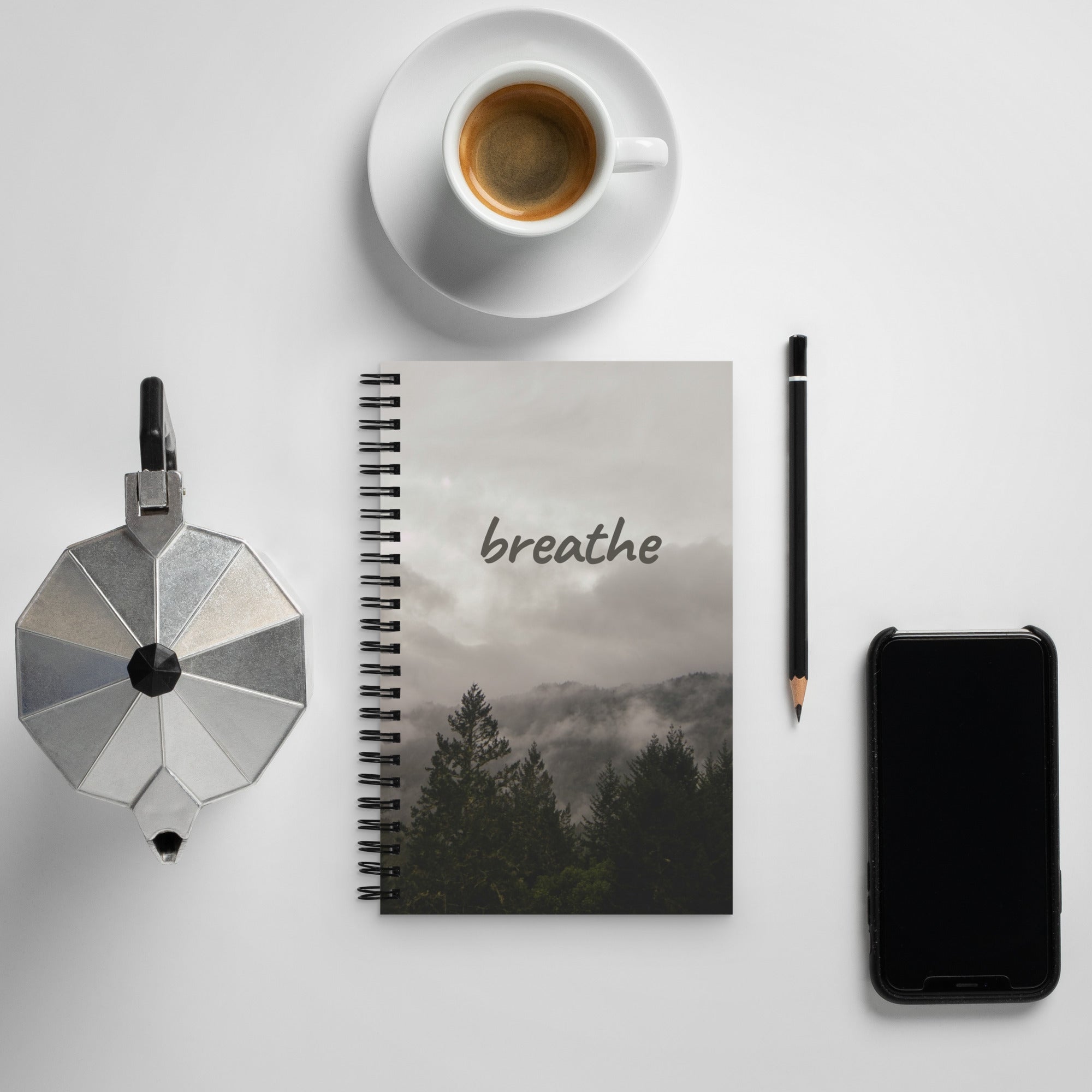 Breathe - A beautiful image and meaningful message - Spiral Notebook