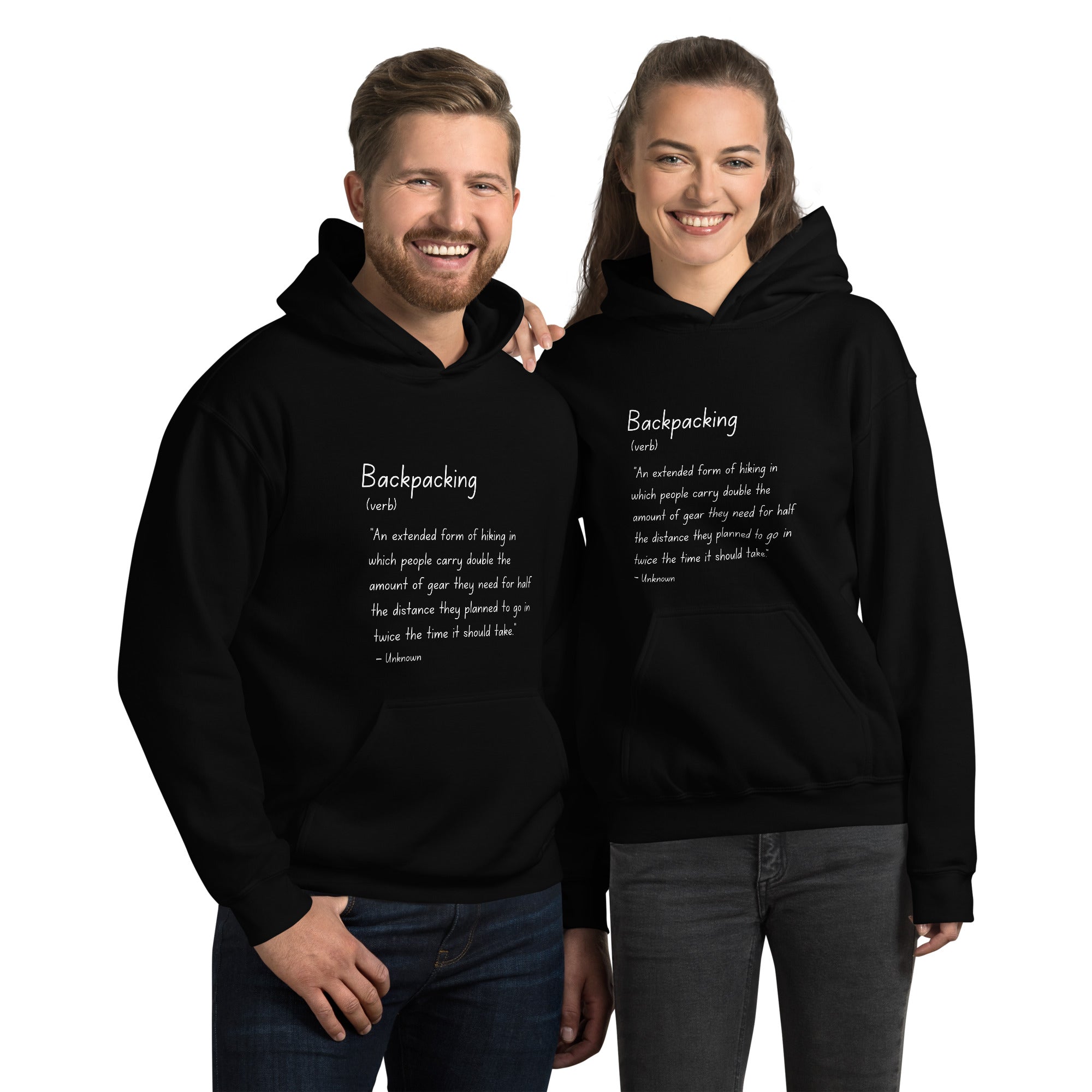 Backpacking...an extended form of hiking... - Funny definition - Unisex Hoodie
