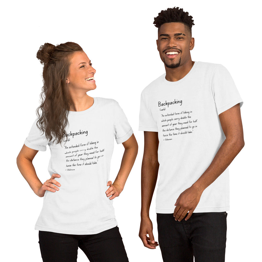 Backpacking...an extended form of hiking... - Funny definition - Short-Sleeve Unisex T-Shirt